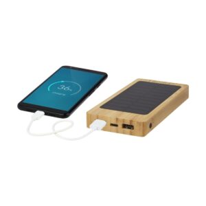 Alata 8000 mAh bambusowy powerbank z ogniwami słonecznymi