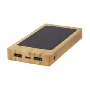 Alata 8000 mAh bambusowy powerbank z ogniwami słonecznymi