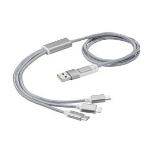 Kabel do ładowania 5 w 1 z podwójnym wejściem Versatile - szary