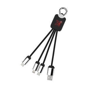 Kabel z podświetlonym logo 3w1 z brelokiem - SCX.design C15