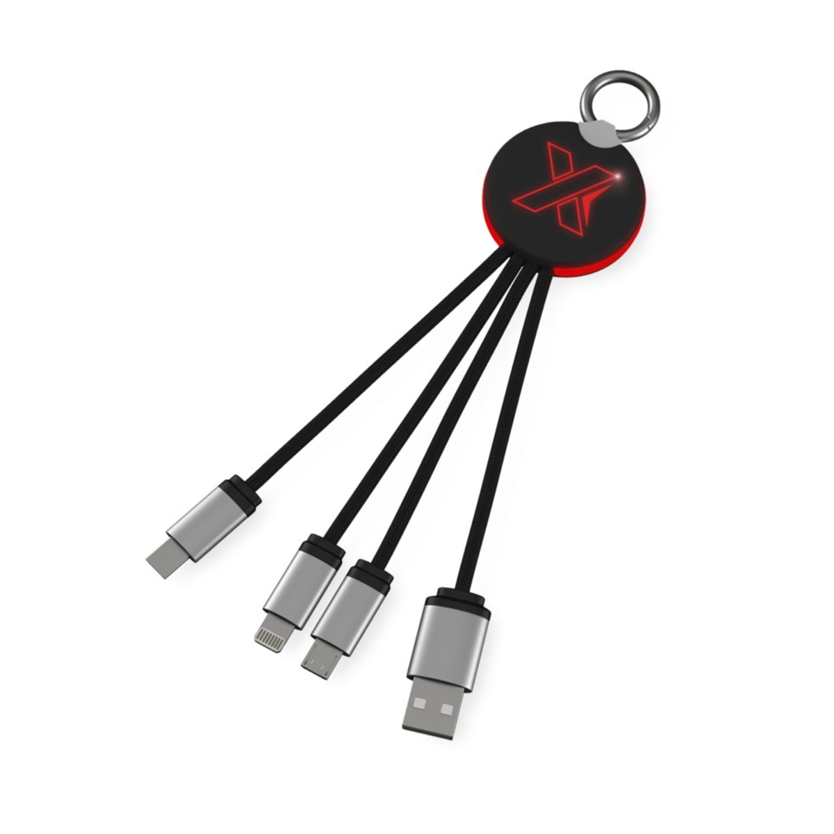 Kabel z podświetlonym logo 3w1 z brelokiem - SCX.design C16