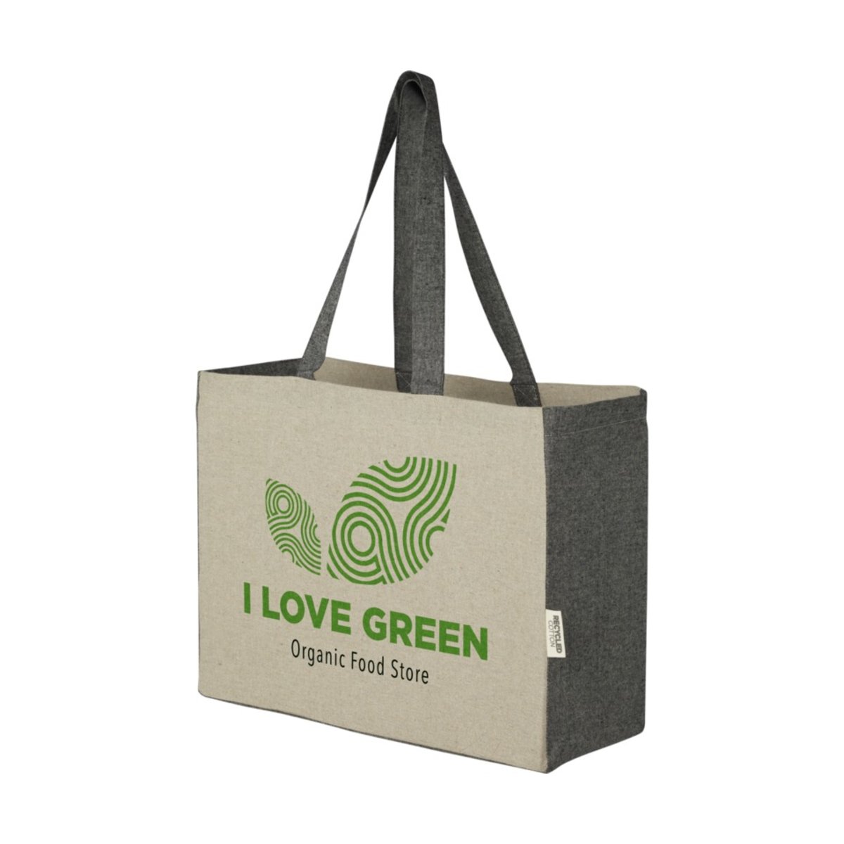 Pheebs torba na zakupy z płaskim dnem o pojemności 18 l z bawełny z recyklingu o gramaturze 190 g/m² i kontrastującymi bokami