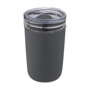 Szklany kubek Bello o pojemności 420 ml z zewnętrzną ścianką z plastiku z recyklingu