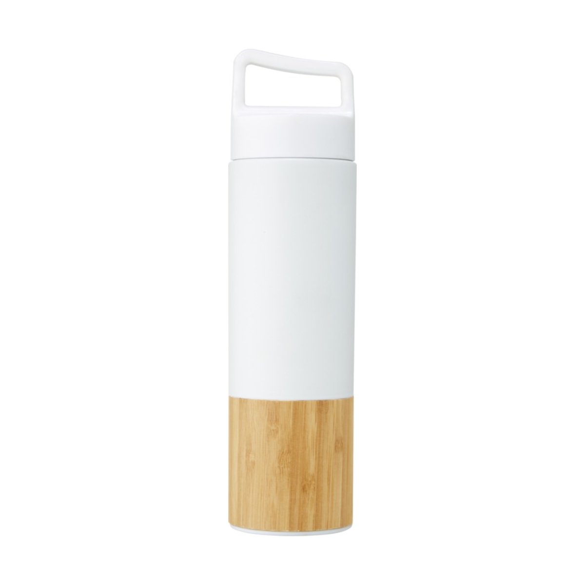 izolowana próżniowo butelka ze stali nierdzewnej o pojemności 540 ml z bambusową ścianką zewnętrzną