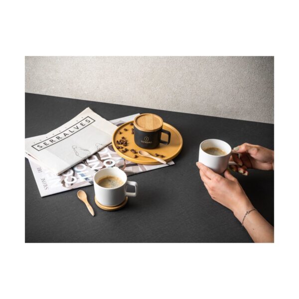 FANGIO Kubek ceramiczny z bambusową podstawą i pokrywką 220 mL
