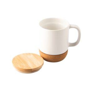 Kubek ceramiczny z bambusową przykrywką