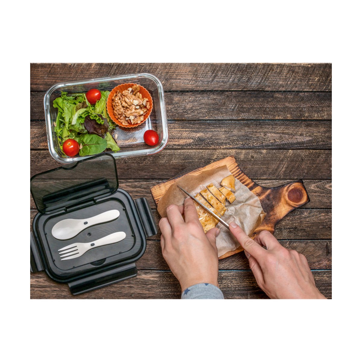 szklany-lunch-box-ze-sztuccami-1000-ml-lagos-czarny-2 Szklany lunch box ze sztućcami 1000 ml Lagos
