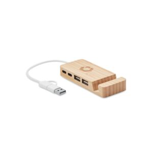 4-portowy bambusowy hub USB