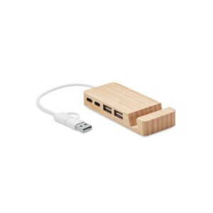 4-portowy bambusowy hub USB