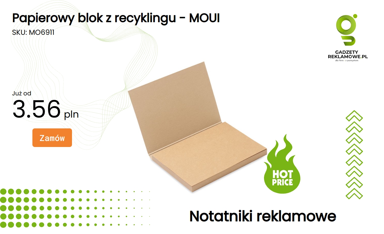 Papierowy blok z recyklingu - MOUI Recyklingowany papierowy blok marki MOUI