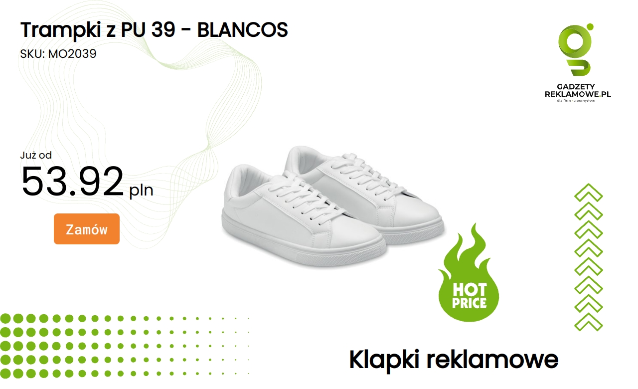 Trampki z PU 39 - BLANCOS Trampki z PU rozmiar 39 kolor biały BLANCOS