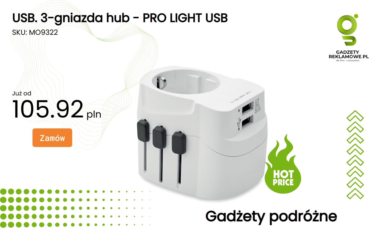 USB. 3-gniazda hub - PRO LIGHT USB Hub USB o 3 gniazdach - PRO LIGHT USB
