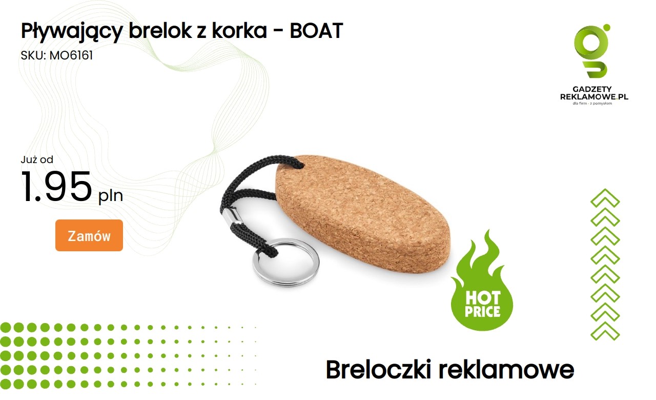 Pływający brelok z korka - BOAT Brelok do kluczy z korka w kształcie łodzi BOAT