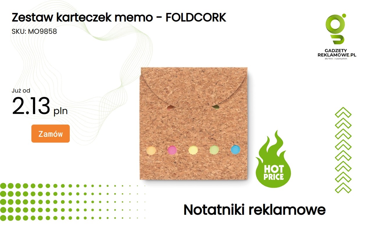 Zestaw karteczek memo Foldcork z korka