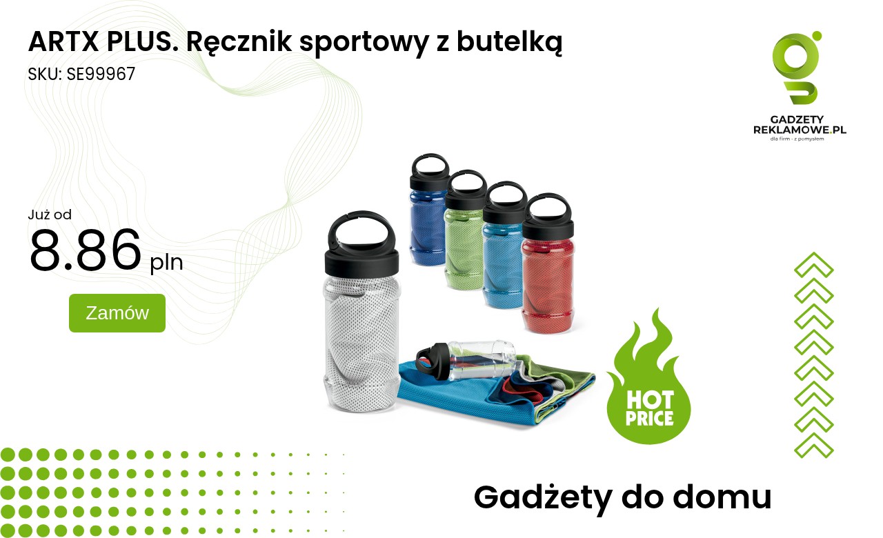 ARTX PLUS. Ręcznik sportowy z butelką Ręcznik sportowy ARTX PLUS z praktyczną butelką