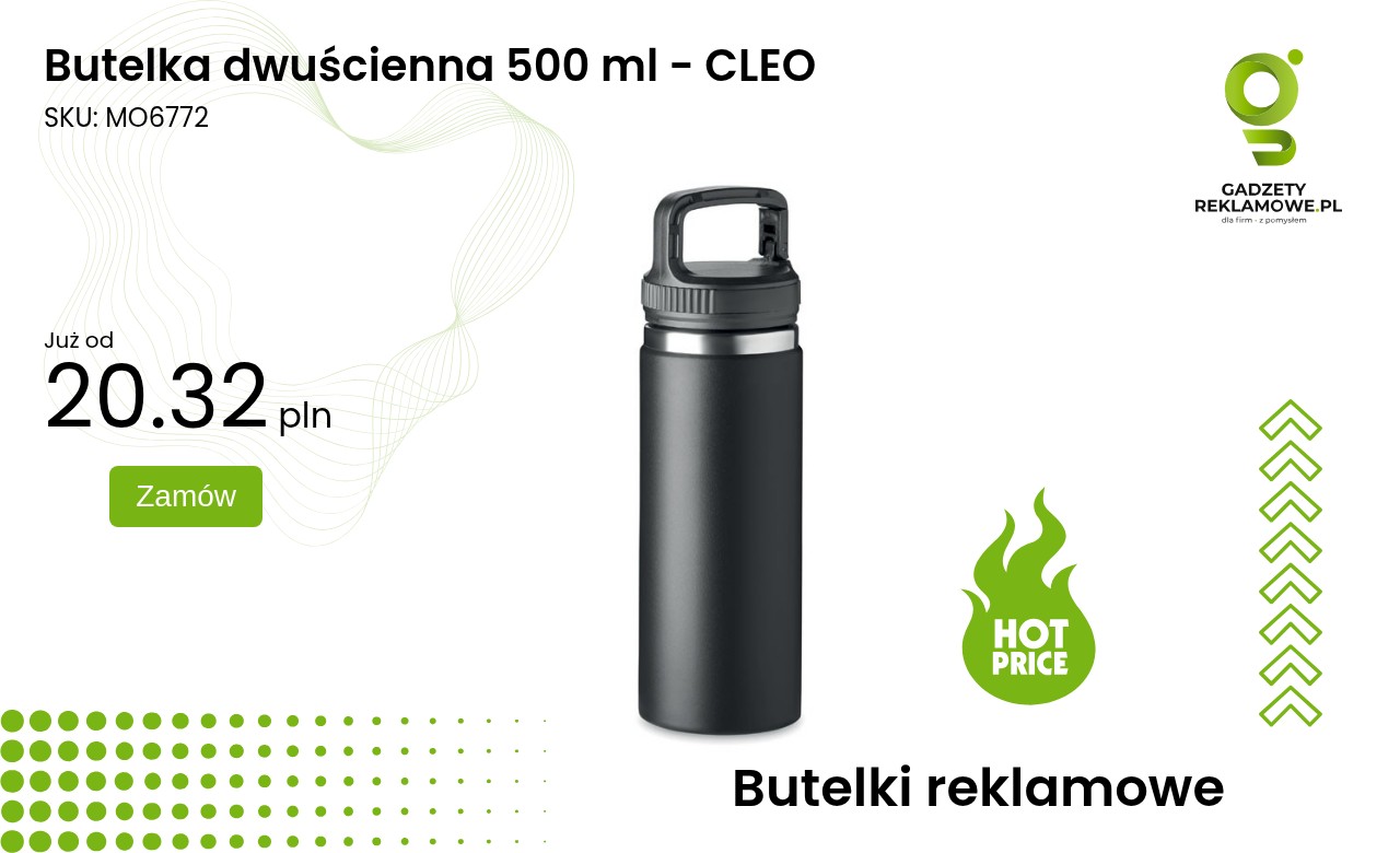 Butelka dwuścienna 500 ml - CLEO Butelka dwuścienna CLEO o pojemności 500 ml
