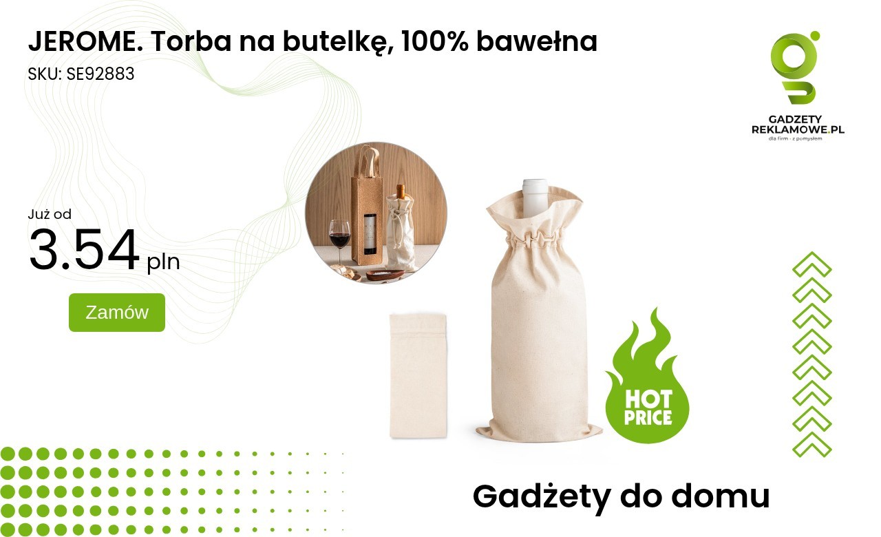 JEROME. Torba na butelkę, 100% bawełna Torba na butelkę Jerome wykonana z 100% bawełny