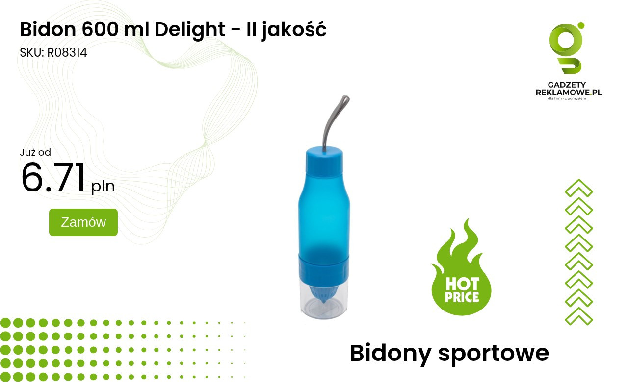 Bidon 600 ml Delight - II jakość Bidon 600 ml Delight II jakość