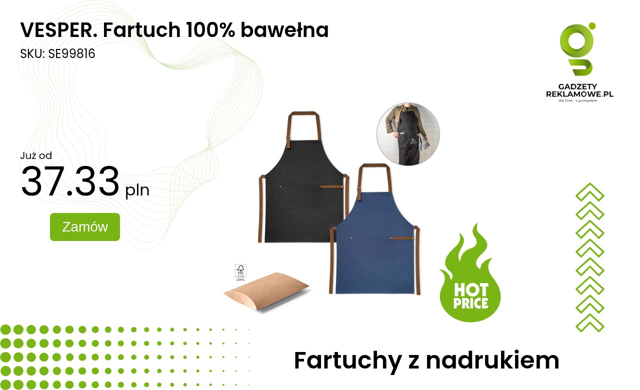 VESPER. Fartuch 100% bawełna Fartuch VESPER wykonany z 100% bawełny