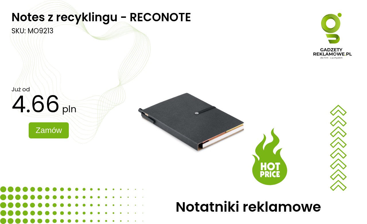 Notes z recyklingu - RECONOTE Ekologiczny notes z recyklowanego papieru RECONOTE