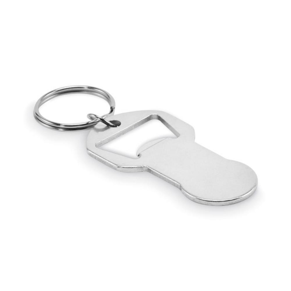 Aluminiowy brelok z otwieraczem CLAVE – srebrny mo2793-14 Aluminiowy brelok z otwieraczem CLAVE - srebrny
