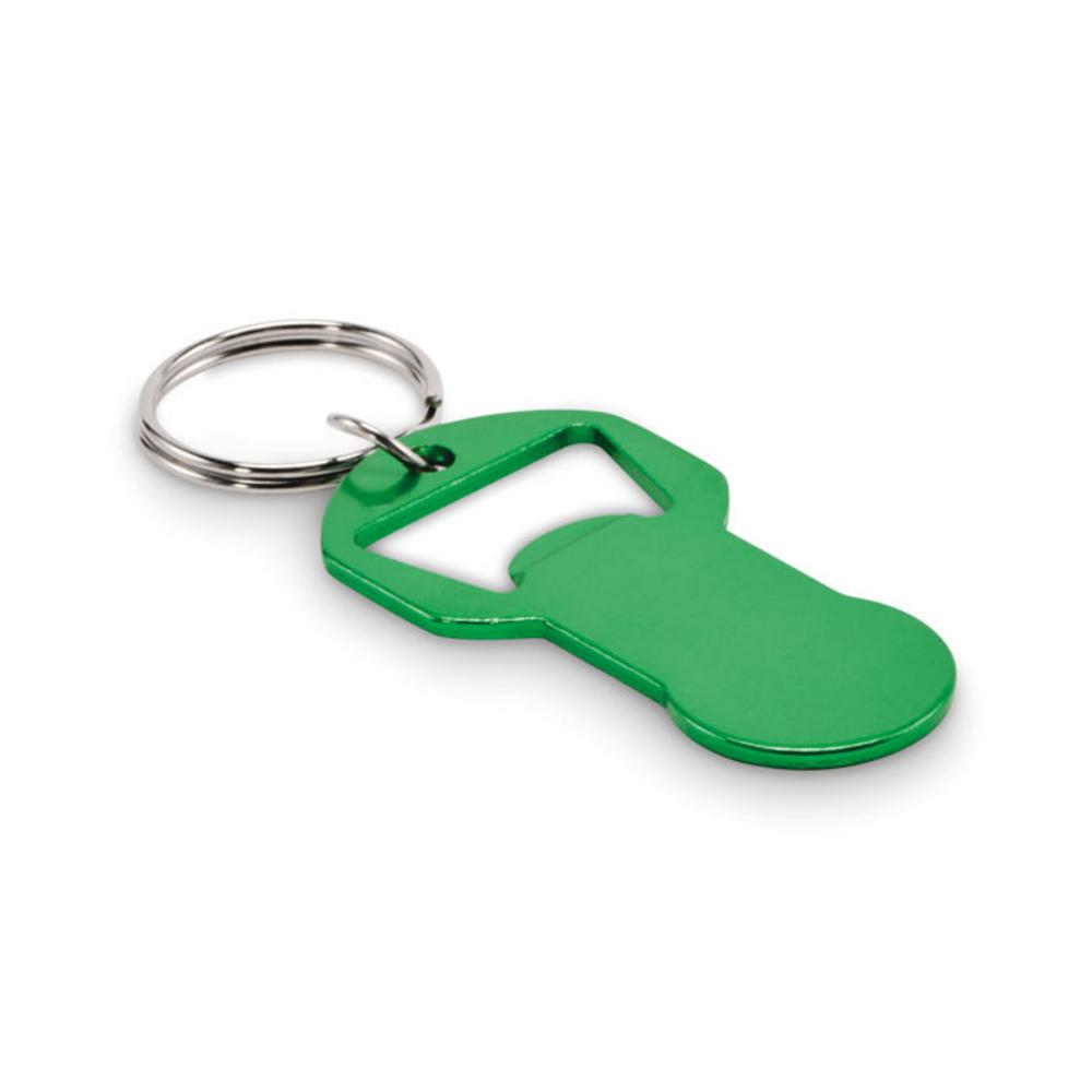 Aluminiowy brelok z otwieraczem CLAVE – zielony mo2793-09 Aluminiowy brelok z otwieraczem CLAVE - zielony