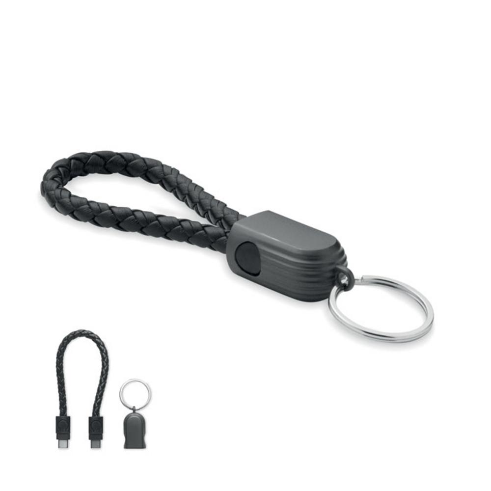 Brelok z kablem USB-C FAULETI LOOP - czarny