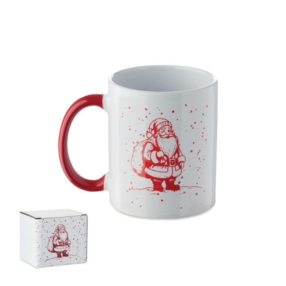Ceramiczny kubek 300ml FESTIMUG – biały/czerwony cx1571-35 Ceramiczny kubek 300ml FESTIMUG - biały/czerwony