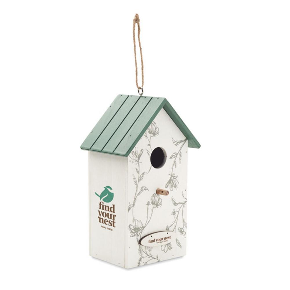 Gadżety do ogrodu z logo – domek dla ptaków ze sklejki greenjay mo2358-06-print Domek dla ptaków ze sklejki GREENJAY mo2358-06-print