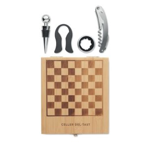 Zestaw do wina z szachownicą CHESSET mo2393-40-print