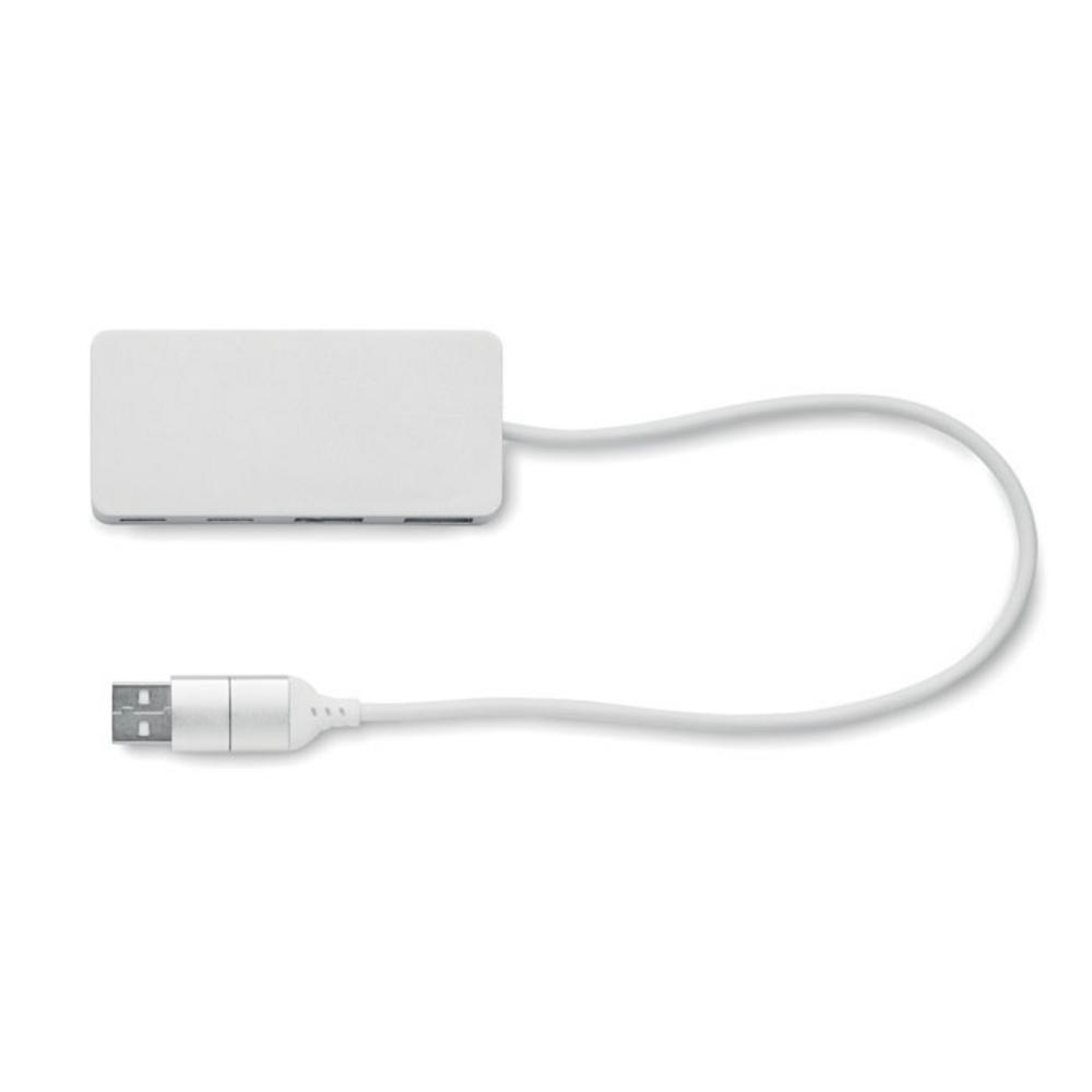 Huby usb z logo – hub usb 4 porty 27,5 cm ubah mo2387-40-back Hub USB 4 porty 27,5 cm UBAH mo2387-40-back