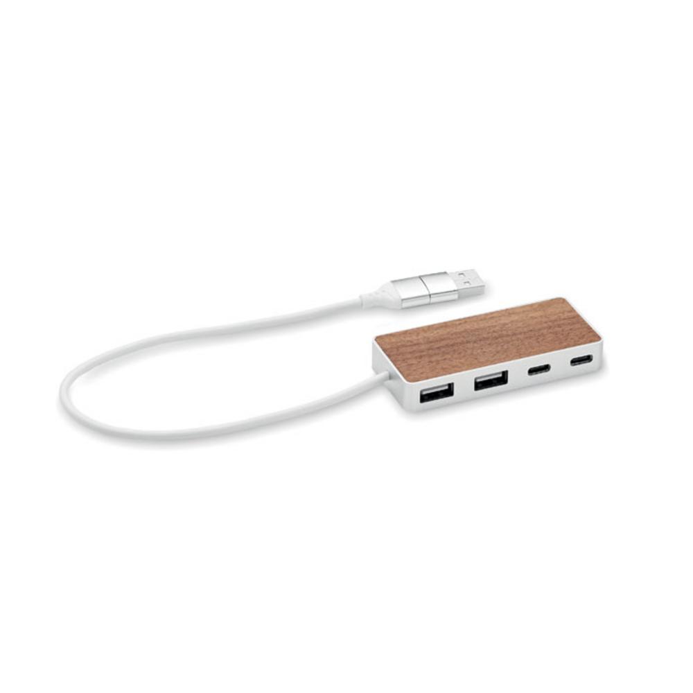 Huby usb z logo – hub usb 4 porty 27,5 cm ubah mo2387-40 Hub USB 4 porty 27,5 cm UBAH mo2387-40