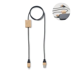 Kabel ładujący o mocy 60W CABOO - drewniany