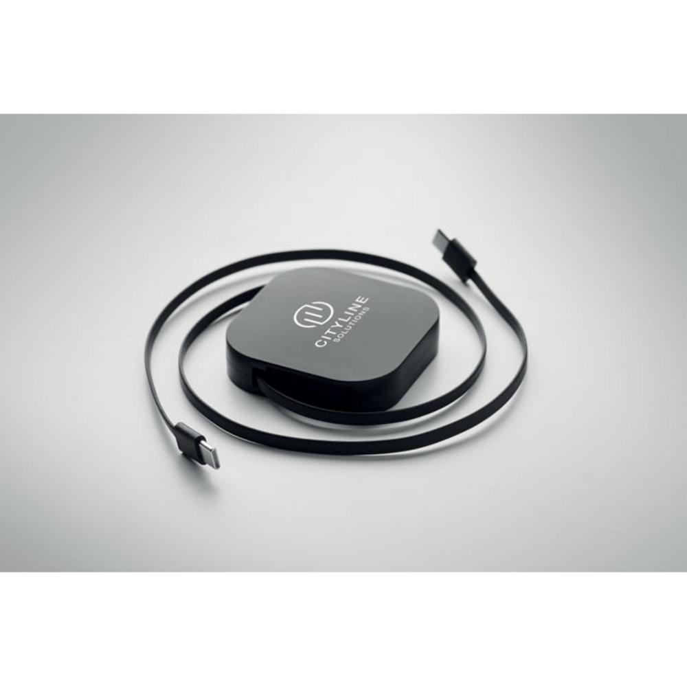 Kable usb z logo – zwijany kabel ładujący 100 w linea 100 mo2924-03-print zwijany kabel ładujący 100 W LINEA 100 mo2924-03-print