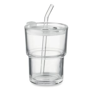 Szklany kubek ze słomką 400ml SIP mo2502-22