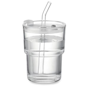 Szklany kubek ze słomką 400ml SIP mo2502-22-side