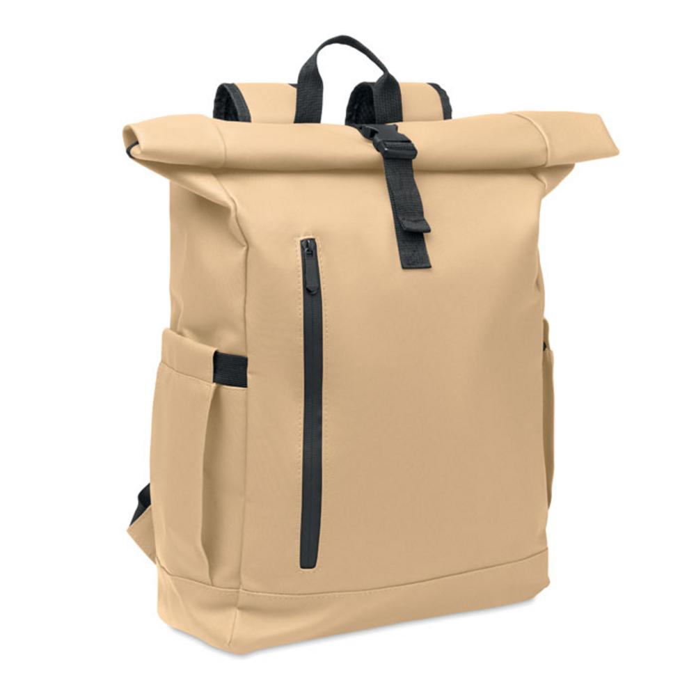 Plecak na laptopa Rolltop 600D BANGKOK ROLL – khaki mo2643-39 Plecak na laptopa Rolltop 600D BANGKOK ROLL - khaki