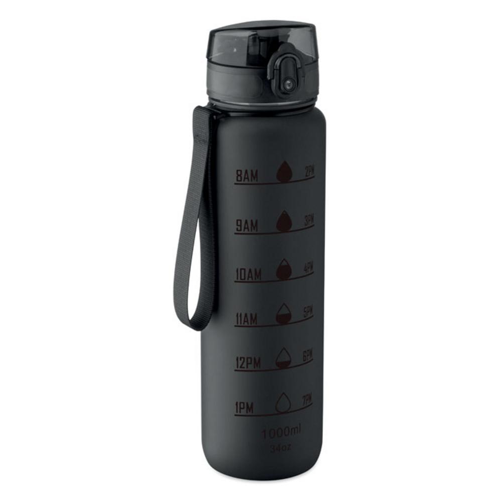 Sportowa butelka RPET 1L ISFORDEN MARK – czarna mo2672-03 Sportowa butelka RPET 1L ISFORDEN MARK - czarna