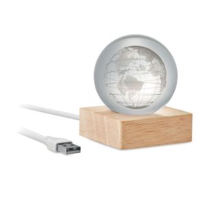 Szklana kula LED GLOBE LIGHT - drewniana
