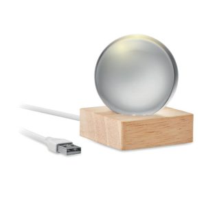 Szklana kula LED LIGHT - drewniana