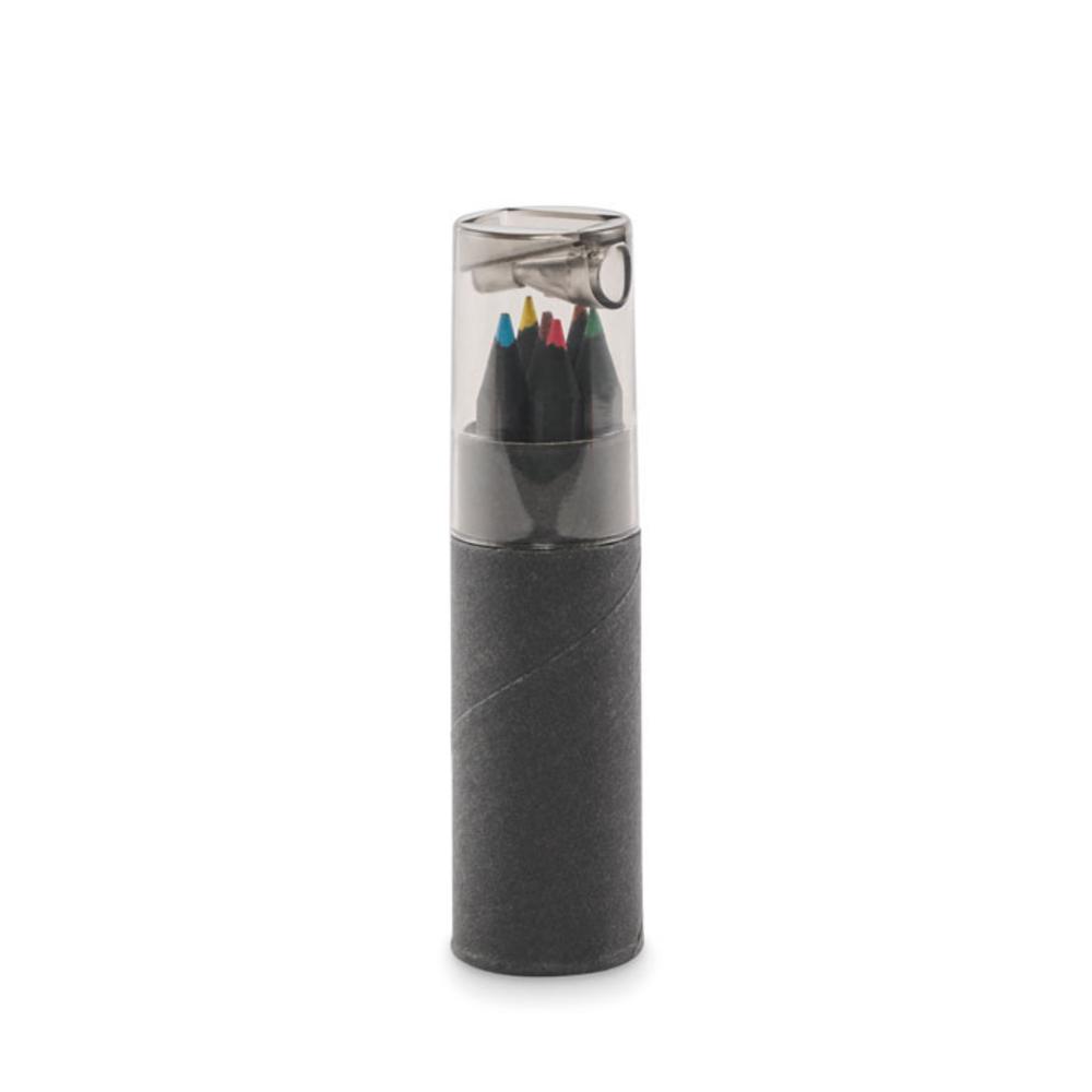 Zestawy kredek z logo – 6 czarnych kredek negro mo2468-03-side 6 czarnych kredek NEGRO mo2468-03-side
