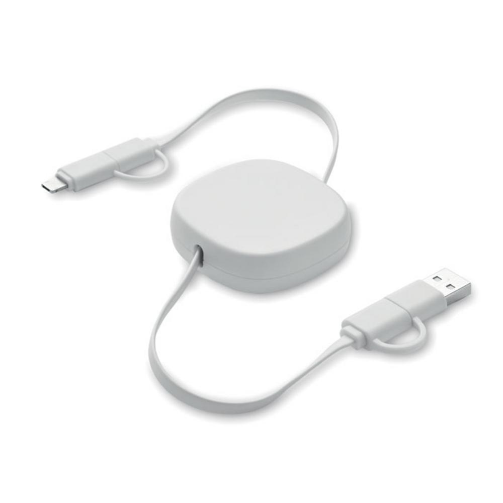 Zwijany kabel ładujący o mocy 6 LINEA – biały mo2425-06 Zwijany kabel ładujący o mocy 6 LINEA - biały