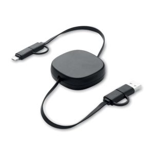 Zwijany kabel ładujący o mocy 6 LINEA - czarny