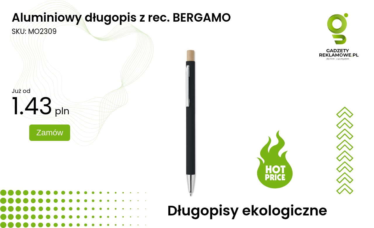 Aluminiowy długopis z rec. BERGAMO Elegancki aluminiowy długopis z recyklingu BERGAMO