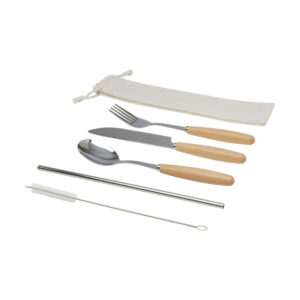 5-częściowy zestaw sztućców ze stali nierdzewnej i z drewna bukowego Root 11341406