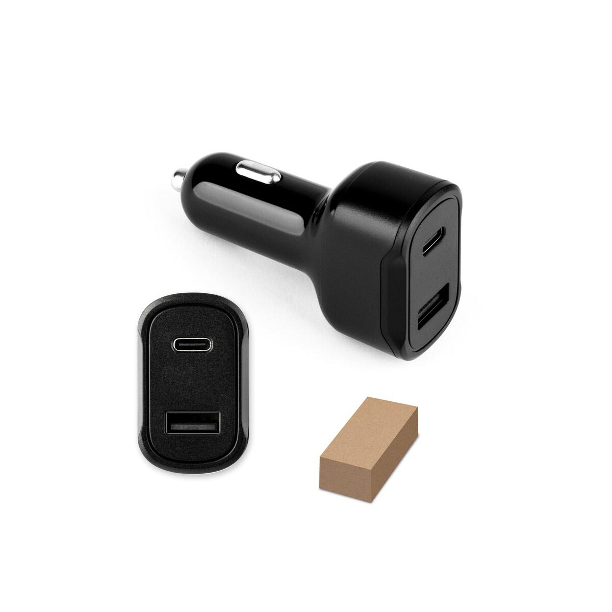 Akcesoria samochodowe z logo – dirac. adapter do zapalniczki z portem usb-a 18w i usb-c 20w wykonany w 100% z rabs 97189_set DIRAC. Adapter do zapalniczki z portem USB-A 18W i USB-C 20W wykonany w 100% z rABS 97189_set