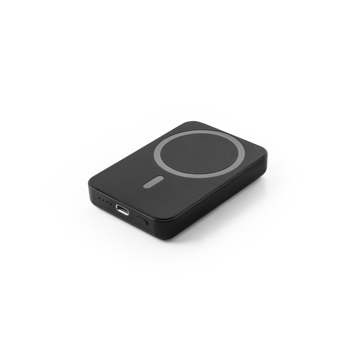 AMPERE 5. Magnetyczny power bank 5 000 mAh z superszybką ładowarką bezprzewodową 15 W wykonany w ABS pochodzącego z recyklingu (100% rABS) - Czarny