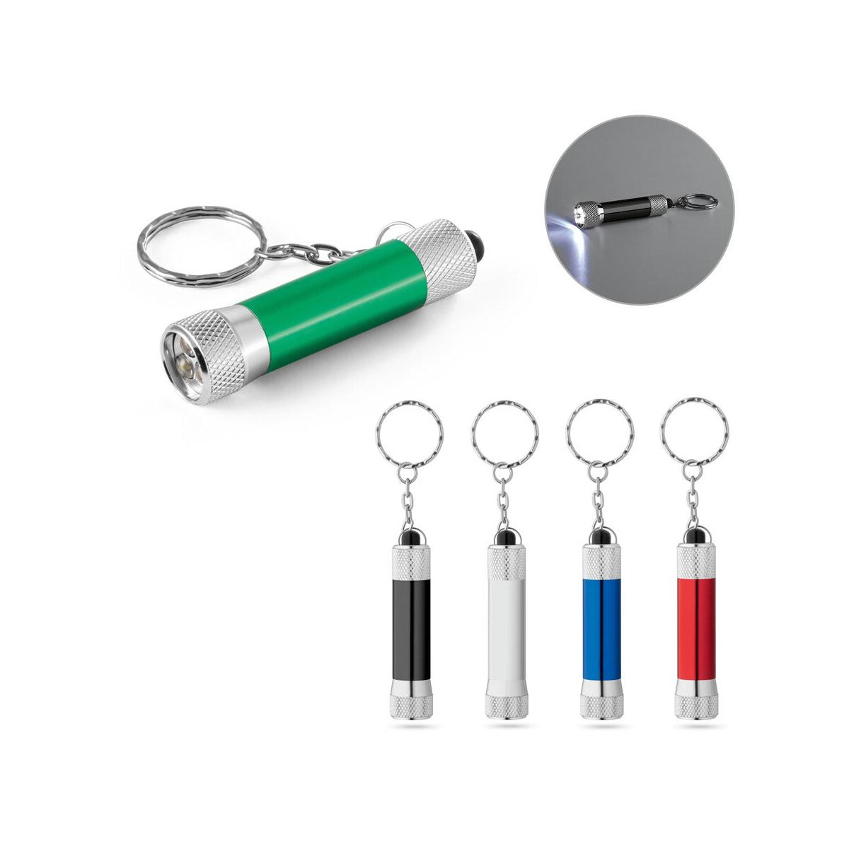 Breloki latarki z logo – re-lergan. aluminiowy brelok do kluczy (92% z recyklingu) z latarką led z 3 diodami 95092_set RE-LERGAN. Aluminiowy brelok do kluczy (92% z recyklingu) z latarką LED z 3 diodami 95092_set