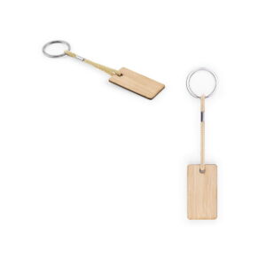 HOPPS. Prostokątny brelok bambusowy z linką PET 95089_set