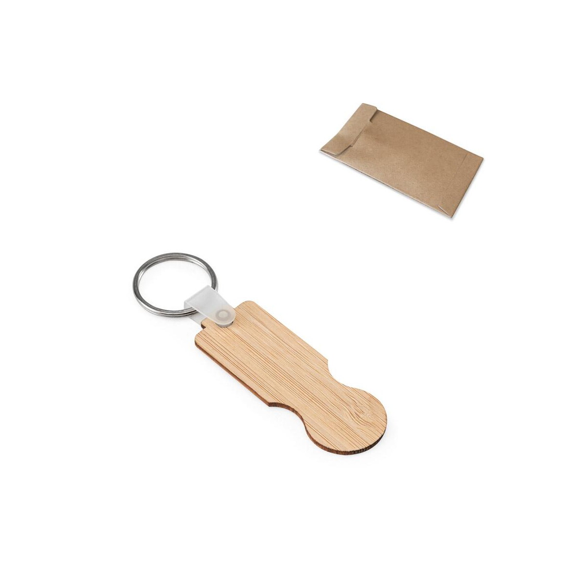 Breloki z żetonem z logo – shopz. bambusowy brelok z końcówką w kształcie monety 95116_set SHOPZ. Bambusowy brelok z końcówką w kształcie monety 95116_set